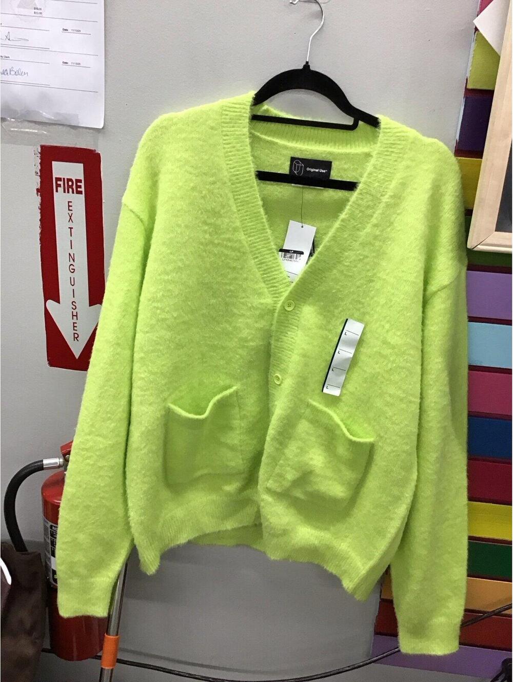 Original use womens cashfeel button down cardigan large chartreuse new target